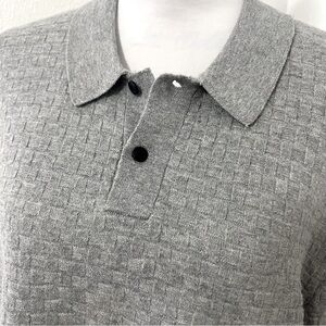 TAHARI Men’s Wool Blend Large Gray Long Sleeve Collar Sweater Waffle Knit NWT